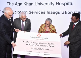 First Lady of the Republic of Kenya, Her Excellency Margaret Kenyatta, was Chief Guest at a ceremony inaugurating the PET-CT scanner. Also in attendance were Dr Jackson Kioko, Director of Medical Services, Ministry of Health, and other dignitaries.