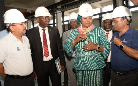 L-R, Group general manager Dangote Sinotruk West Africa limited, Hikmat Thappa, Lagos state director of commerce, Akeem Adeniji, Lagos state commissioner for commerce, industry and Cooperatives, Olayinka Oladunjoye, Dangote Sinotruk general manager Prakash Kharat during the Lagos state commissioner for commerce on a facility tour of Dangote Sinotruk Assembly plant in ikeja Lagos