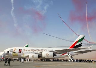 the airline will showcase its 100th A380, which is emblazoned with the HH Sheikh Zayed decal as a tribute to the late founding father of the United Arab Emirates