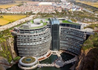 Costing 2 billion yuan ($287.9 million) to complete, the 88-meter-deep hotel is located in the Songjiang district.
