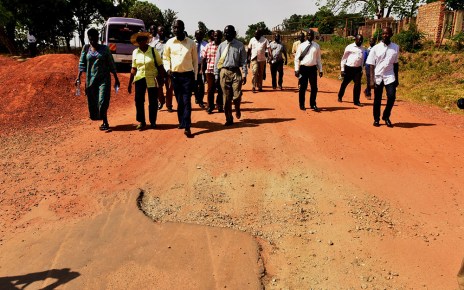 On the ground, Col. Nakalema and her team discovered that work had started on Mango Road where the first layer of bitumen was spread but due to the delay of funds, the layer had started peeling off requiring a fresh spread,