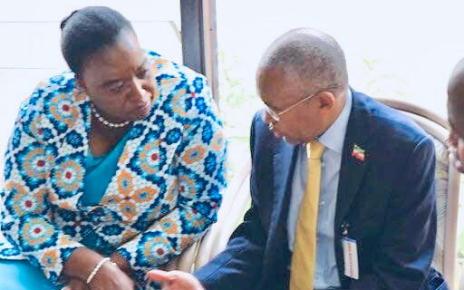 Kenya Foreign Affairs Cabinet secretary Dr Monica Juma and former Somaliland minister for foreign affairs Dr Saad Ali Shire talk in Nairobi last December