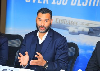 John Gemin Emirates Country Manager speaking to journalists during the Emirates media round table