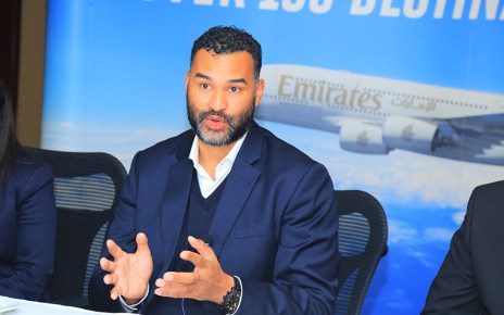 John Gemin Emirates Country Manager speaking to journalists during the Emirates media round table