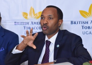 British American Tobacco Uganda's Managing Director, Mr. Mathu Kiunjuri speaking at the media briefing held today at Sheraton Hotel-Kampala.