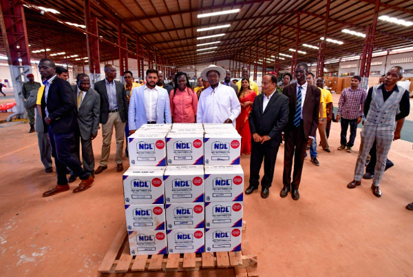 Nile Batteries Limited products during the commissioning by President Yoweri Museveni.