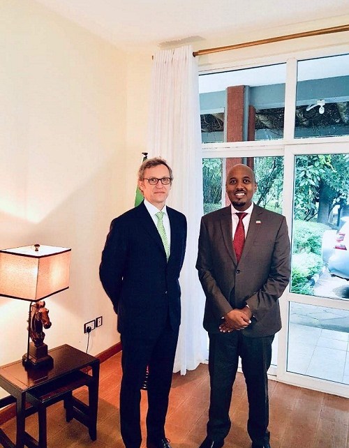 Somaliland ambassador to Kenya Bashe Omar met Switzerland head of Horn of Africa office Siro Beltrametti at the Somaliland embassy in Nairobi