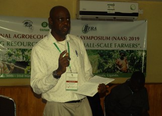 Hakim Baliraine, the ESAFF Uganda chairperson, making presentation during the symposium