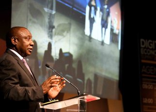 South African President Cyril Ramaphosa last week at the 4IRSA digital economy summit in Johannesburg