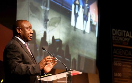 South African President Cyril Ramaphosa last week at the 4IRSA digital economy summit in Johannesburg