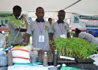 Students from Bukalasa Agriculture Institute displaying some of their crops at the show