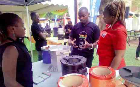 Supa Sigiri Sales Representatives showcase the different types of Supa Sigiris to revelers during the Supa Sigiri Cook Off held at Capital FM grounds on 23rd August 2019. Supa Sigiris come in 7 brands that are designed to use less charcoal, emit less charcoal and cook faster than ordinary sigiris.