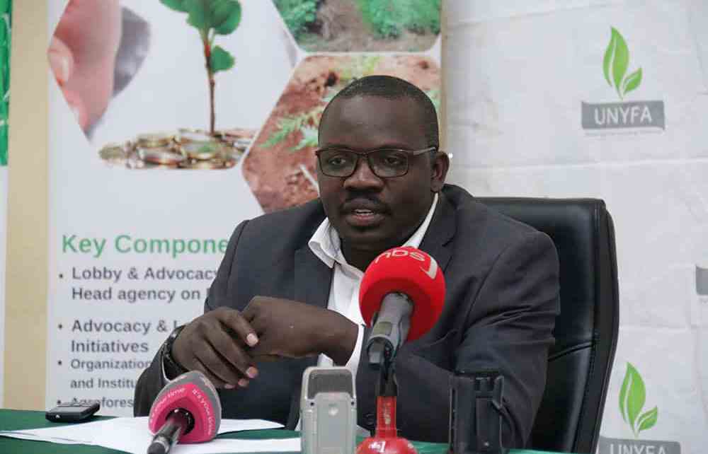 Humphrey Mutasa, the head of partnership at the federation, addresses the Media about the programme at the Farmers’ Federation Head office