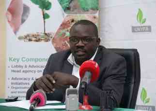 Humphrey Mutasa, the head of partnership at the federation, addresses the Media about the programme at the Farmers’ Federation Head office