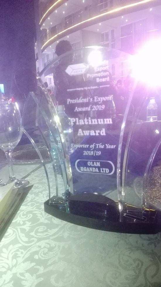 Olam Uganda Limited's President's Export Award.