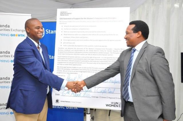 To mark the event, Patrick Mweheire, Regional Chief Executive Standard Bank signed the UN Women’s Empowerment Principles (WEP) at the Uganda Securities Exchange as a pledge to continue to promote gender equality in the workplace.