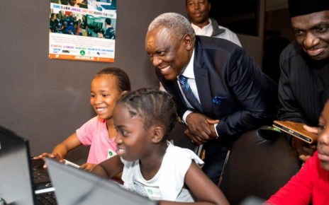 South African Minister of Telecommunications, Postal Services_ Dr Siyabonga Cwele_ celebrated International Teachers Day at the SAP Africa Code Week 2018 launch held in Johannesburg on Friday. Pictured above, Hon. Dr Siyabonga Cwele showcased the importance of computer code to sisters, Nosipho and Karabo Mayisa. This year's Africa Code Week initiative aims to empower more than 600,000 youth across 36 African countries during the month of October.