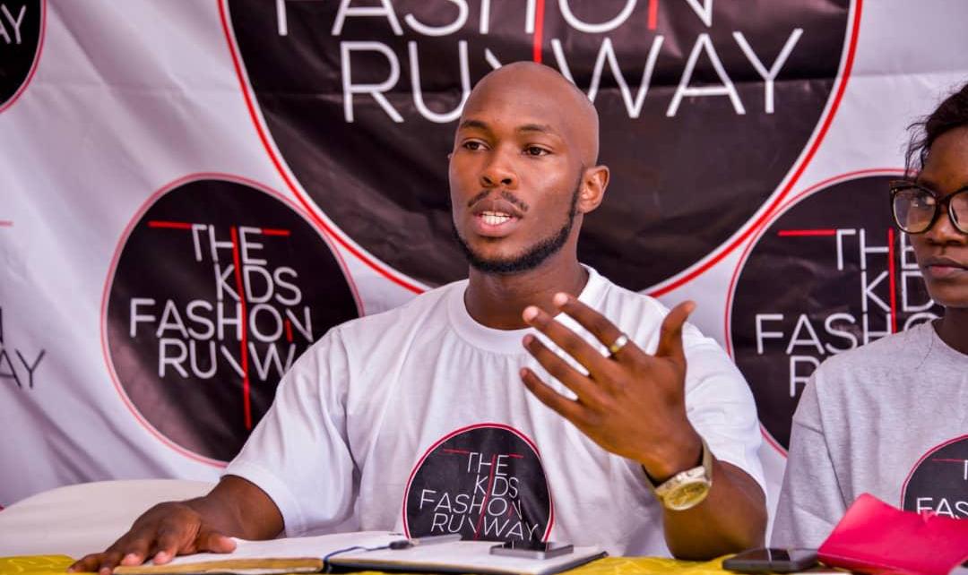 Fenando Kamugisha, CEO The Kids Fashion Runway addresses the press on Saturday in Kampala