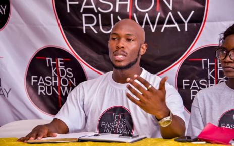 Fenando Kamugisha, CEO The Kids Fashion Runway addresses the press on Saturday in Kampala
