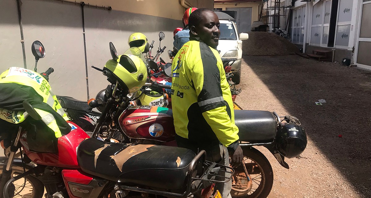 Hassan Lubega, a motorcyclist with Dial Jack, has managed to start his own business of a motor spare parts shop that earns him at least Shs1 million a month