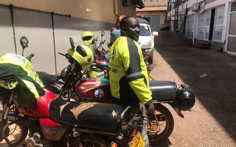 Hassan Lubega, a motorcyclist with Dial Jack, has managed to start his own business of a motor spare parts shop that earns him at least Shs1 million a month