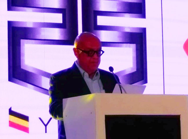 Roofings Group chairman Sikander Lalani addressing the audience in Namanve on Tuesday