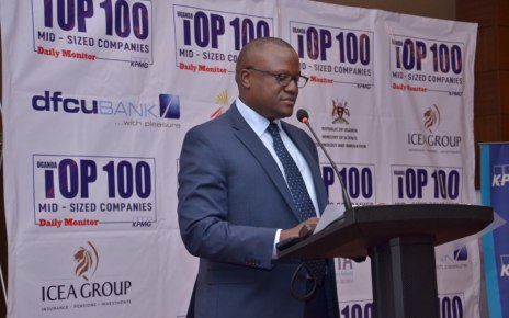 dfcu Bank Chief Executive Officer Mathias Katamba giving a speech during the Launch