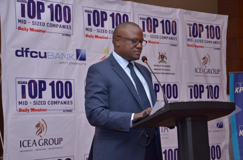 dfcu Bank Chief Executive Officer Mathias Katamba giving a speech during the Launch