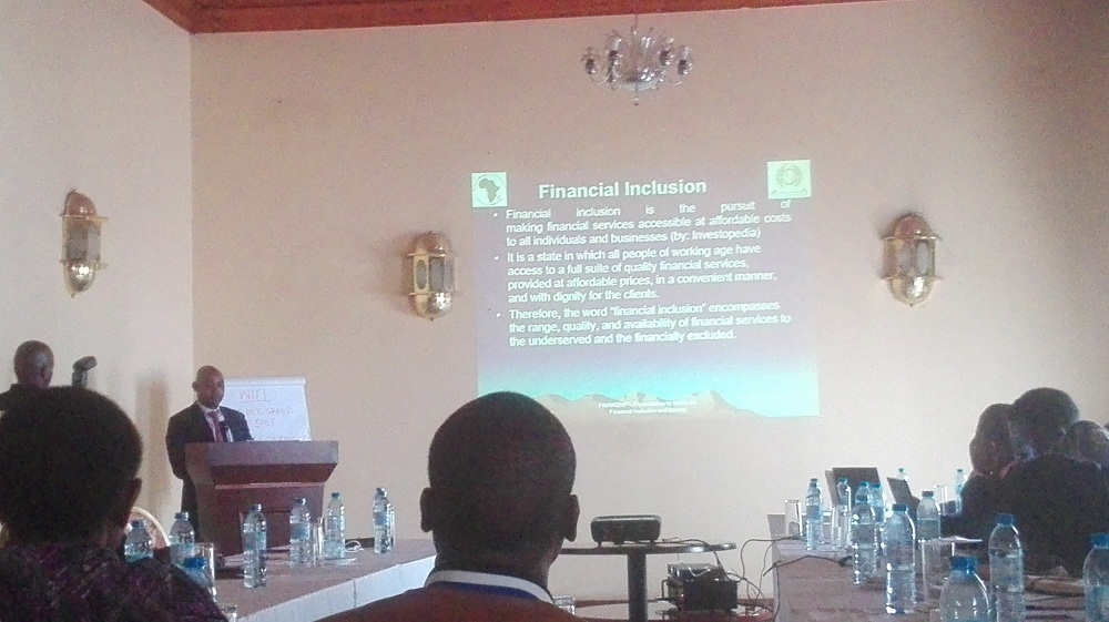 Ndimurirwo while making a presentation to media houses on financial inclusion and implementation of the 50 million African Women Speak Project.