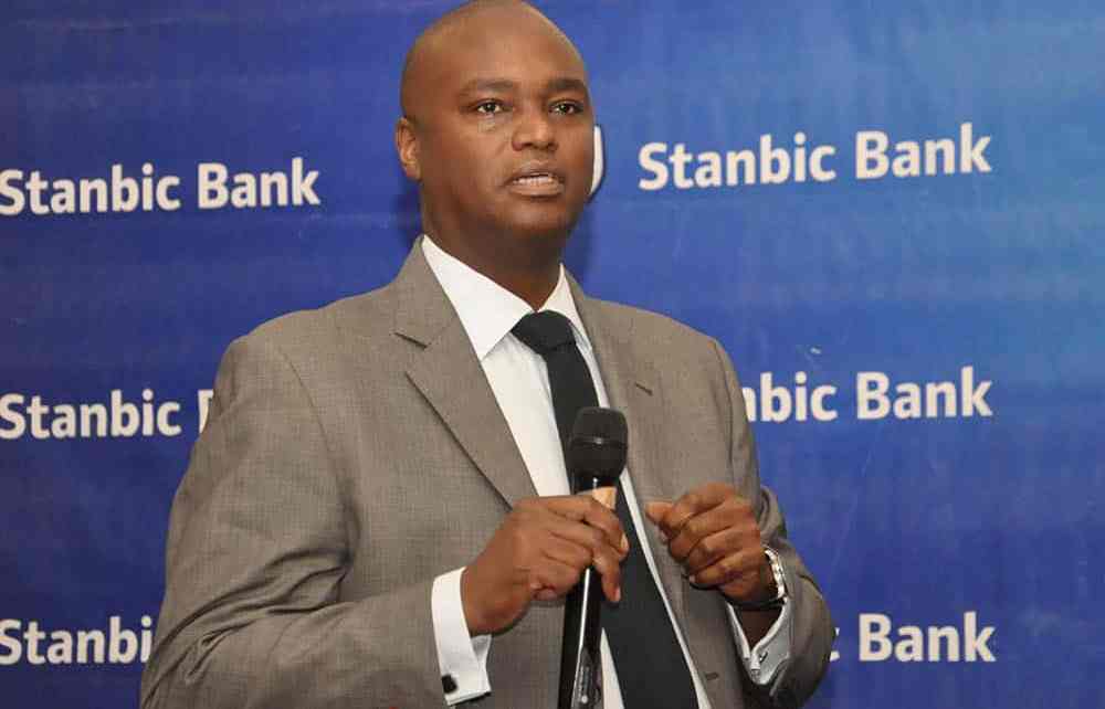Stanbic Bank Chief Executive Patrick Mweheire, speaks during the release of the Half Year Results at Protea Hotel