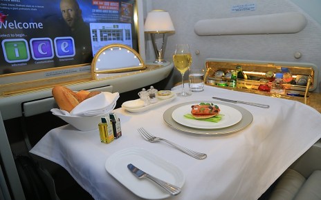 Emirates offers regionally inspired multi-course meals, prepared by Emirates’ master chefs as well as complimentary wines, spirits and cocktails