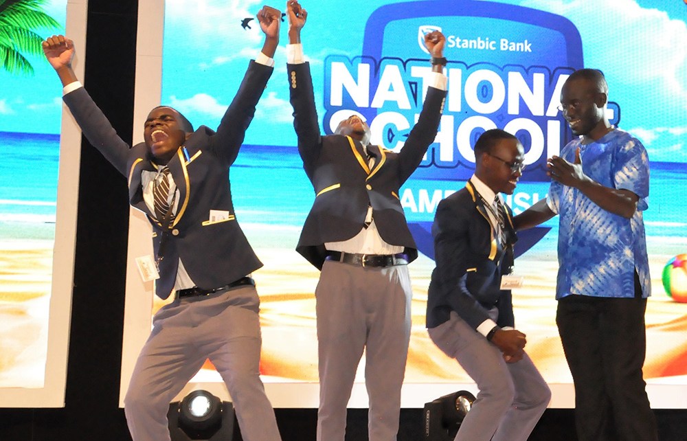 Students of Holy Cross Lake View SS celebrate after emerging winners of the 4th edition of the National Schools championship2019