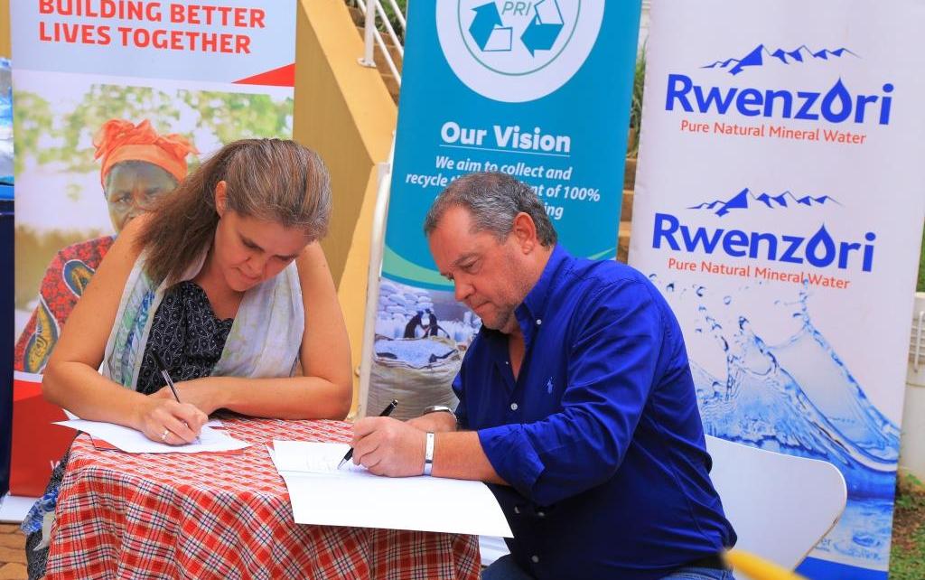 Head of Mission at the Embassy of Denmark Ms. Majbrit Holm Jakobsen and Mr. Conrad van Niekerk, the Managing Director of Century Bottling Company sign the MoU
